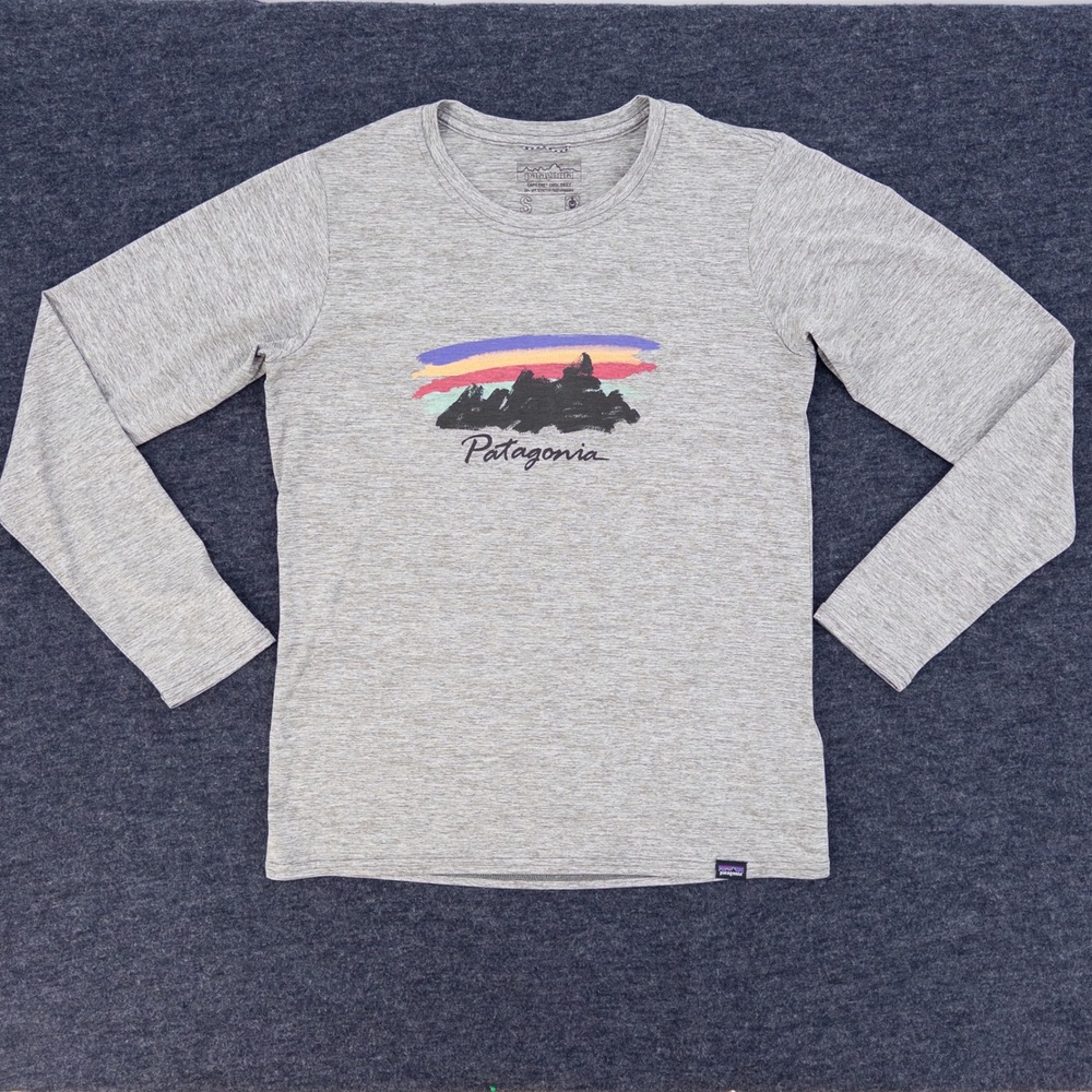 Patagonia Capilene Cool Daily Shirt Womens Small Gray Long Sleeve UPF Hiking Top